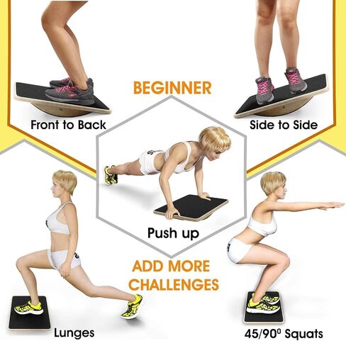 Yes4All 350LBS Professional Wooden Balance Board for Physical Therapy, Anti-Slip Rocker Board, Wobble Board for Standing Desk in Saudi Arabia