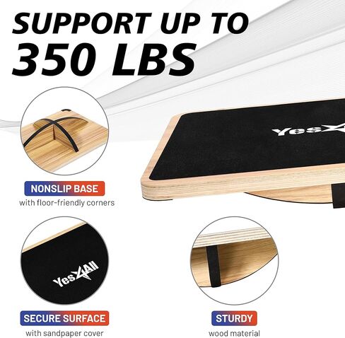 Yes4All 350LBS Professional Wooden Balance Board for Physical Therapy, Anti-Slip Rocker Board, Wobble Board for Standing Desk in Saudi Arabia