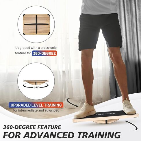 Yes4All 350LBS Professional Wooden Balance Board for Physical Therapy, Anti-Slip Rocker Board, Wobble Board for Standing Desk in Saudi Arabia