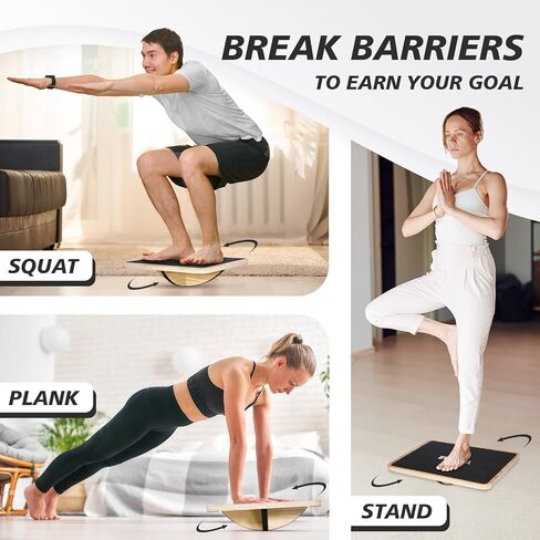 Yes4All 350LBS Professional Wooden Balance Board for Physical Therapy, Anti-Slip Rocker Board, Wobble Board for Standing Desk in Saudi Arabia