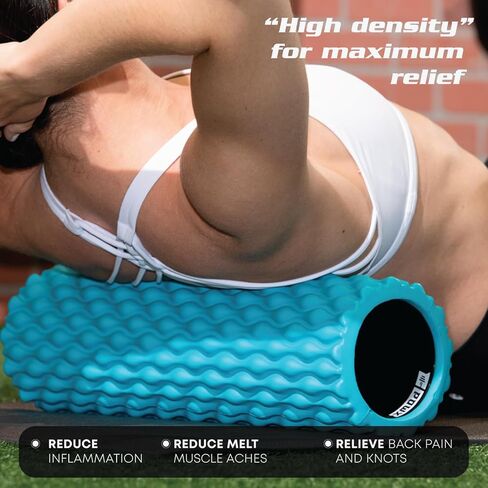 Textured Foam Rollers for Muscle Massage – HIGH-Density [Firm] Back Foam Roller for Back Pain Relief & Muscle Recovery in Legs & Arms – Hollow Foam Roller for Muscle Exercises by PowX, 5.5x17.7 in. in Kuwait