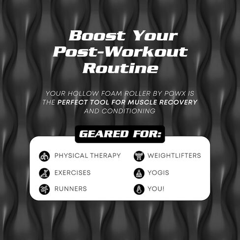Textured Foam Rollers for Muscle Massage – HIGH-Density [Firm] Back Foam Roller for Back Pain Relief & Muscle Recovery in Legs & Arms – Hollow Foam Roller for Muscle Exercises by PowX, 5.5x17.7 in. in Kuwait