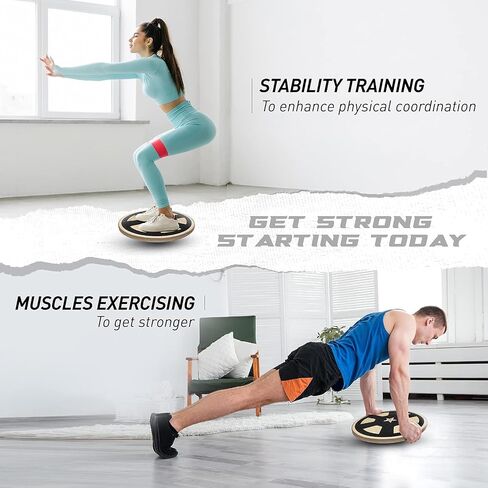 Yes4All Versatile Wooden Wobble Balance Board, Balance Trainer for Physical Therapy, Standing Desk, Core Training, Exercise Balance Stability Trainer in Saudi Arabia