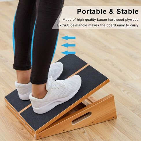 StrongTek Professional Wooden Slant Board, Adjustable Incline Board and Calf Stretcher, Stretch Board - Extra Side-Handle Design for Portability in Saudi Arabia