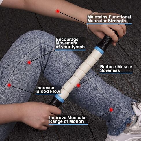 iGreely Premium Muscle Roller عصا التدليك القصوى 17 بوصة الموصى بها من قبل المعالجين الفيزيائيين تعزز الشفاء السريع وتخفيف التشنجات وألم العضلات الضيقة - أبيض in Kuwait