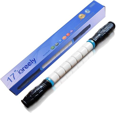 iGreely Premium Muscle Roller عصا التدليك القصوى 17 بوصة الموصى بها من قبل المعالجين الفيزيائيين تعزز الشفاء السريع وتخفيف التشنجات وألم العضلات الضيقة - أبيض in Kuwait