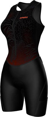 Sparx Sports Women Triathlon Suit Tri Short Racing Cycling Swim Run (Small, Animal-Skin), Black in Saudi Arabia