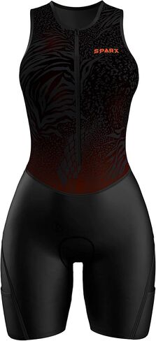 Sparx Sports Women Triathlon Suit Tri Short Racing Cycling Swim Run (Small, Animal-Skin), Black in Saudi Arabia