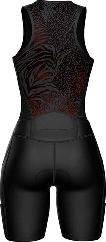 Sparx Sports Women Triathlon Suit Tri Short Racing Cycling Swim Run (Small, Animal-Skin), Black in Saudi Arabia