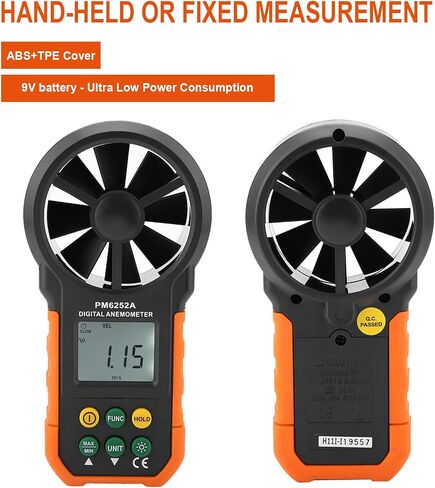 PEAKMETER PM6252A Digital Anemometer,Portable High Exactness Handheld Wind Speed Meter Gauge Air Volume Measuring Meter for Weather Data Collection and Windsurfing Kite Flying Sailing in Saudi Arabia