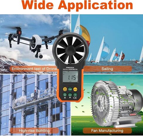 PEAKMETER PM6252A Digital Anemometer,Portable High Exactness Handheld Wind Speed Meter Gauge Air Volume Measuring Meter for Weather Data Collection and Windsurfing Kite Flying Sailing in Saudi Arabia