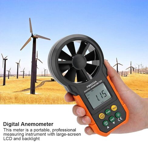 PEAKMETER PM6252A Digital Anemometer,Portable High Exactness Handheld Wind Speed Meter Gauge Air Volume Measuring Meter for Weather Data Collection and Windsurfing Kite Flying Sailing in Saudi Arabia