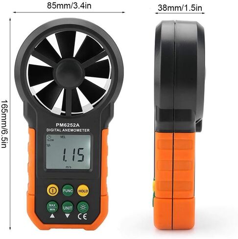 PEAKMETER PM6252A Digital Anemometer,Portable High Exactness Handheld Wind Speed Meter Gauge Air Volume Measuring Meter for Weather Data Collection and Windsurfing Kite Flying Sailing in Saudi Arabia