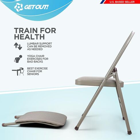 اخرج! كرسي اليوغا كرسي قابل للطي بدون ظهر - 480 رطلاً من المعدن الخلفي بندر صالة انعكاس مدرب الوقوف على اليدين - كرسي تمارين اليوغا للتدفق التصالحي - كرسي انعكاس للرأس لآلام الظهر in Kuwait