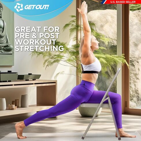 اخرج! كرسي اليوغا كرسي قابل للطي بدون ظهر - 480 رطلاً من المعدن الخلفي بندر صالة انعكاس مدرب الوقوف على اليدين - كرسي تمارين اليوغا للتدفق التصالحي - كرسي انعكاس للرأس لآلام الظهر in Kuwait