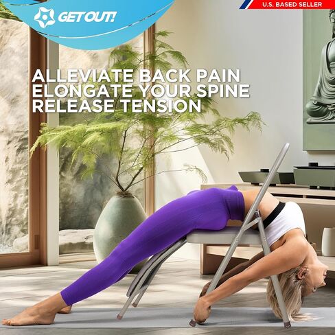 اخرج! كرسي اليوغا كرسي قابل للطي بدون ظهر - 480 رطلاً من المعدن الخلفي بندر صالة انعكاس مدرب الوقوف على اليدين - كرسي تمارين اليوغا للتدفق التصالحي - كرسي انعكاس للرأس لآلام الظهر in Kuwait