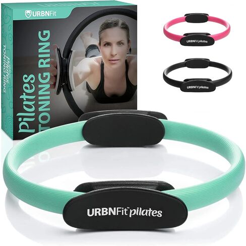حلقة بيلاتيس من URBNFit - دائرة سحرية مقاس 12 بوصة مع قبضة مزدوجة، وسادات إسفنجية لتمرين الفخذ الداخلي، والتنغيم، واللياقة البدنية وتمارين قاع الحوض - حلقات اليوغا مع دليل تمرين إضافي in Kuwait