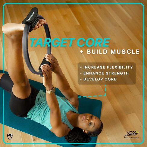حلقة بيلاتيس من URBNFit - دائرة سحرية مقاس 12 بوصة مع قبضة مزدوجة، وسادات إسفنجية لتمرين الفخذ الداخلي، والتنغيم، واللياقة البدنية وتمارين قاع الحوض - حلقات اليوغا مع دليل تمرين إضافي in Kuwait