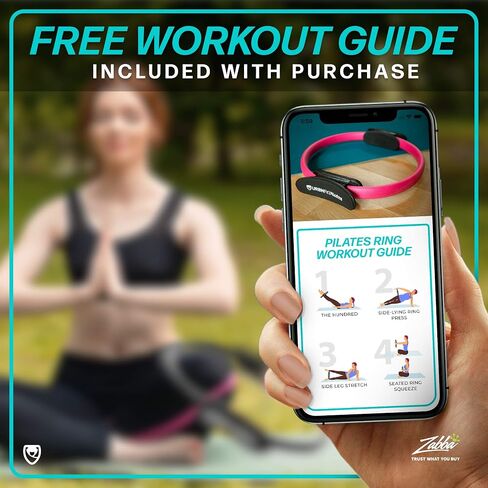 حلقة بيلاتيس من URBNFit - دائرة سحرية مقاس 12 بوصة مع قبضة مزدوجة، وسادات إسفنجية لتمرين الفخذ الداخلي، والتنغيم، واللياقة البدنية وتمارين قاع الحوض - حلقات اليوغا مع دليل تمرين إضافي in Kuwait
