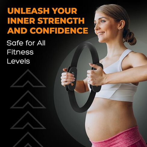 MANTRA SPORTS Pilates Ring Circle، حلقة اللياقة البدنية Magic Circle Pilates Ring 13 بوصة، معدات تمرين الفخذ الداخلي للنساء، معدات بيلاتيس رئيسية للفخذ للتدريبات المنزلية، مدرب عضلات قاع الحوض in Kuwait