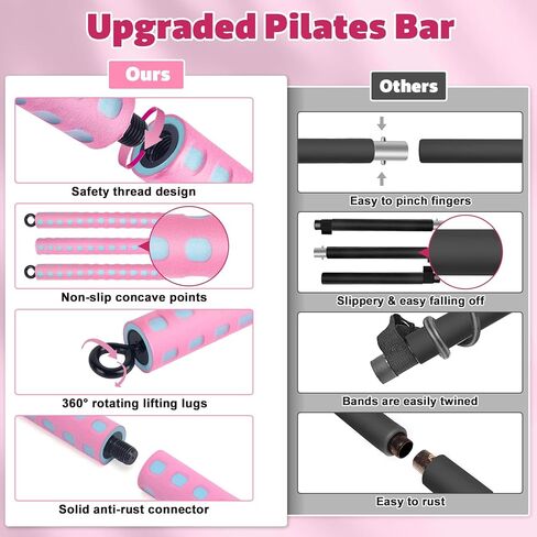 طقم بار بيلاتيس قابل للتعديل مع 4 أشرطة مقاومة، عصا بار بيلاتيس محمولة للتمرين المنزلي، بار بيلاتيس قابل للتعديل للياقة البدنية في صالة الألعاب الرياضية in Kuwait