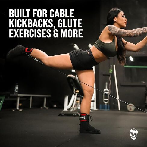 Gymreapers Ankle Straps (Pair) For Cable Machine Kickbacks, Glute Workouts, Lower Body Exercises - Adjustable Leg Straps with Neoprene Padding in Kuwait