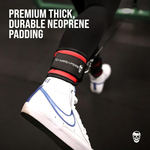 Gymreapers Ankle Straps (Pair) For Cable Machine Kickbacks, Glute Workouts, Lower Body Exercises - Adjustable Leg Straps with Neoprene Padding in Kuwait