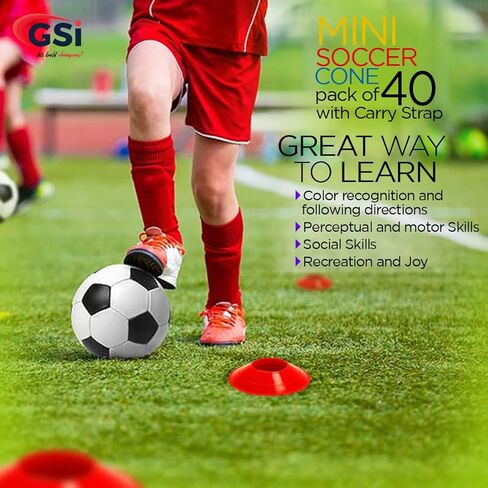 GSI Soccer Cones for Sports | Comes with Shoulder Strap | for Agility Training Drills in Saudi Arabia