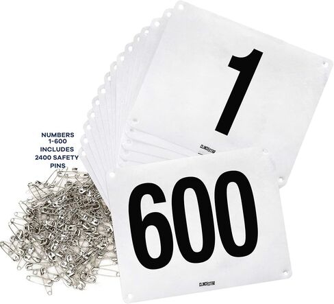 Clinch Star Running Bib Large Numbers with Safety Pins for Marathon Races and Events - Tyvek Tearproof and Waterproof 6 X 7.5 Inches in Saudi Arabia