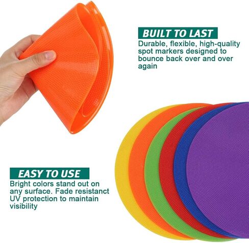 UQXY Spot Markers 10 Inch Non Slip Rubber Agility Markers Flat Field Cones Floor Dots for Soccer Basketball Sports Speed Agility Training and Drills (18PCS) in Kuwait