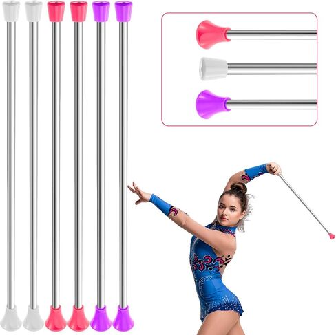 6 Pieces Twirling Batons Unisex Kids' Gymnastics Twirling Baton Dance Baton for Kids Girls Talent Shows, Artistic Dancing, Baton Twirling, Pink, White, Purple in Saudi Arabia