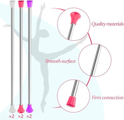 6 Pieces Twirling Batons Unisex Kids' Gymnastics Twirling Baton Dance Baton for Kids Girls Talent Shows, Artistic Dancing, Baton Twirling, Pink, White, Purple in Saudi Arabia