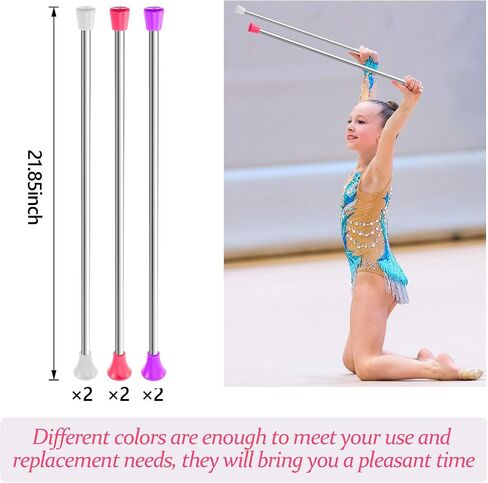 6 Pieces Twirling Batons Unisex Kids' Gymnastics Twirling Baton Dance Baton for Kids Girls Talent Shows, Artistic Dancing, Baton Twirling, Pink, White, Purple in Saudi Arabia