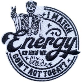I Match Energy Patch, 3 Inches Sew On Iron On Patch Funny Skull Embroidery Patches for Clothes Backpacks Hats Jeans Bags, Match Energy Patch, Skeleton Embroidered Patch, DIY Patch for Adults