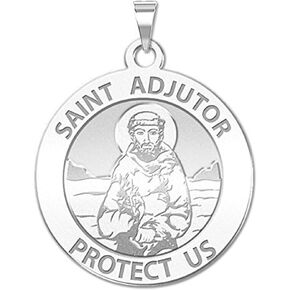 PicturesOnGold.com Saint Adjutor Religious Medal - - 2/3 Inch Size of Dime, Sterling Silver
