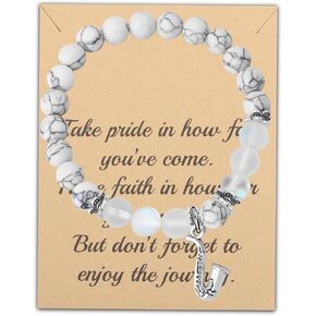 FUSTMW Saxophone Pendant Bracelet Saxophone Lover Gifts Alto Sax Bracelet Musical Instrument Jewelry Graduation Gift Music Student (saxophone br)