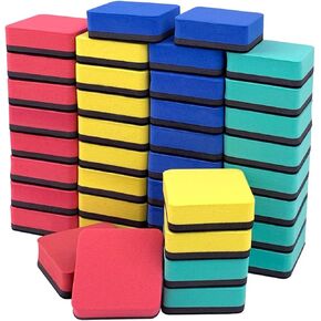 Magnetic Dry Erase Erasers, 40 Pack Square Whiteboard Erasers, Small Magnetic White Board Eraser Cleaner, Office Classroom Supplies, 2 x 2 Inches, 4 Colors