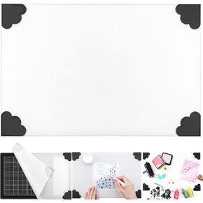 Glass Craft Mat Measuring Grid Media Surface Cutting Mat for Stamping Mixed Media Heat Embossing Projects Glass Craft Mat Magnetic Heat, Scratch, & Stain Resistant W/Magnets 10.24x15.75in Glass Board