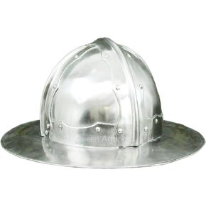 Medieval Kettle Hat Helmet Reenactment LARP Role Play Spanish Silver Viking Helmet Knight Helmet Spartan Helmet Medieval Armor Cosplay Helmet