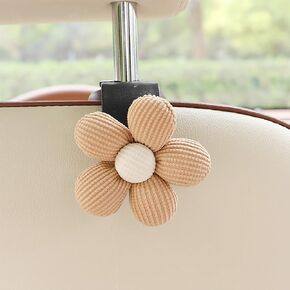 New Universal Car Seat Headrest Hook,Cute Flower Bear Auto Seat Hook Hangers Storage Organizer Interior Accessories for Woman Umbrellas Grocery Bags Handbag 2 Pack（White flowers）