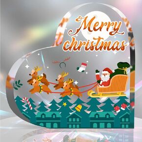 Christmas Decorations - Christmas Decor - Acrylic Heart Shaped Christmas Tabletop Decorations - Christmas Decorations Indoor,Christmas Gifts for Table, Office Desk, Tiered Tray, Mantle, Shelf