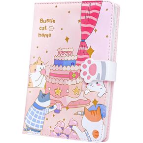 Cute Journal Notebook for Women, Kawaii Notebook Colorful Journal A5 Size To Do List, Travel Planner Bustle Cat Home Theme Girls Diary 224 Pages with Magnetic clasp (Clever Cat)
