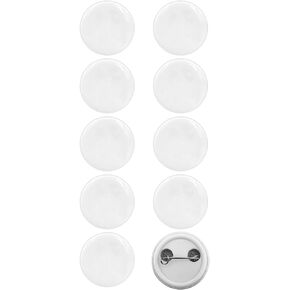 Plain White Blank Pinback Buttons Badge Glossy Round Crafts (2.25 inch, 10 Pcs)