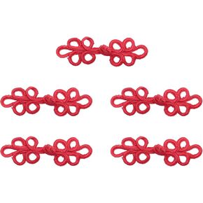 5 Pairs Chinese Knots Frog Buttons Closure Sewing Fasteners Polyester Vintage Closure for Sweater Cloak Coats Scarf Cardigan Costumes Outfit Crafting Cheongsam (Grey)