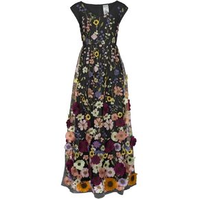 CHIC STAR Womens 3D Floral Applique Maxi Dress