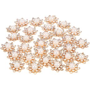 Christmas Snowflake Buttons Pearl Rhinestone Buttons Flat Back Flower Buttons Pearl Sew on Clothing Buttons for DIY Crafts 30Pcs Silver 1 Silver Snowflake Buttons