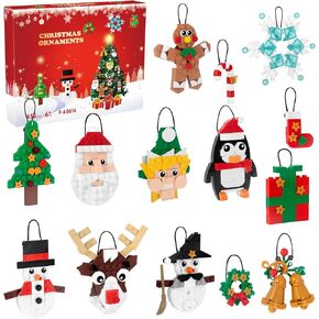 Christmas Ornaments Building Kit 14 Pack Christmas Ornaments for Christmas Tree 452 PCS Christmas Decoration Hanging Building Toys for Christmas Crafts for Kids Ages,Christmas Ornament Kits for Kids
