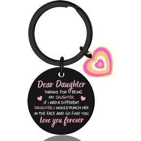 Daughter Gifts from Mom Dad Cute Keychain Accessories Gifts for Women Daughter Teen Girls Adult Daughter Birthday Gifts Funny Christmas Small Gift for Her To My Daughter Keyring Gift Ideas