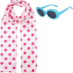 Double Satin Polka Dot Scarf and Glasses for Women Halloween Party Dress Up