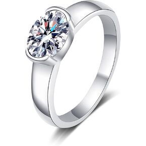 Jiostonor 1.5CT Moissanite Wedding Ring for Women, Brilliant Oval Cut Solitaire Lab Created Diamond Sterling Silver Anniversary ring